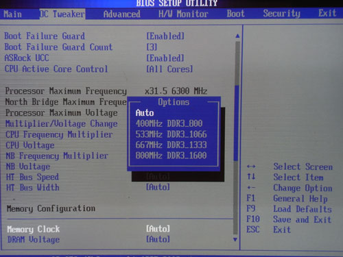 ASRock 890GM Pro3 частота памяти