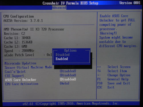  ASUS Crosshair IV Core Unlocker 
