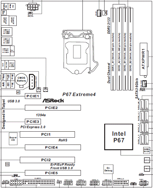  ASRock P67 Extreme4 схема 