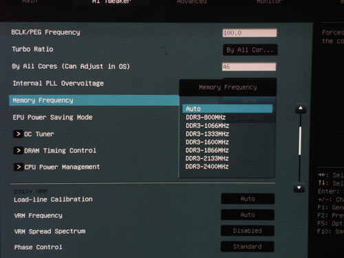ASUS Sabertooth P67 частота памяти