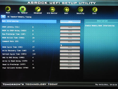 ASRock E350M1 настройки памяти 1