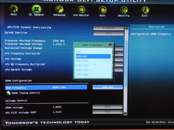 ASRock A75 Extreme6 частота памяти