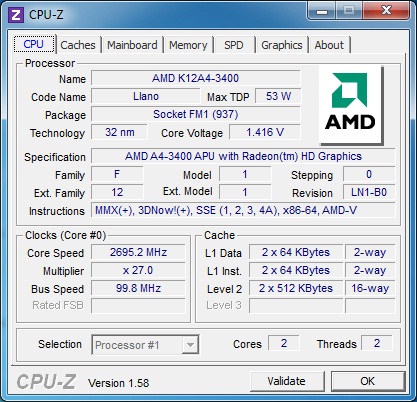 ASRock A75M-ITX штатная частота