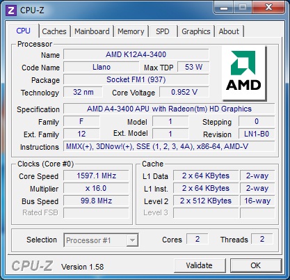 ASRock A75M-ITX частота 1,6 ГГц