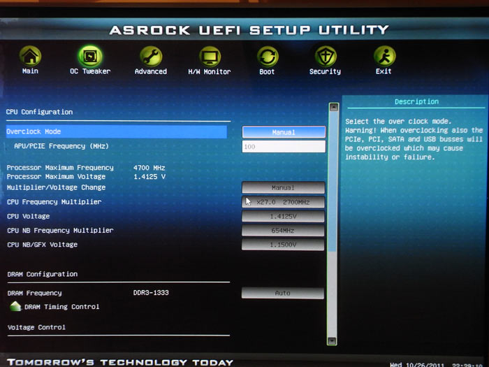 ASRock A75M-ITX настройки разгона 1