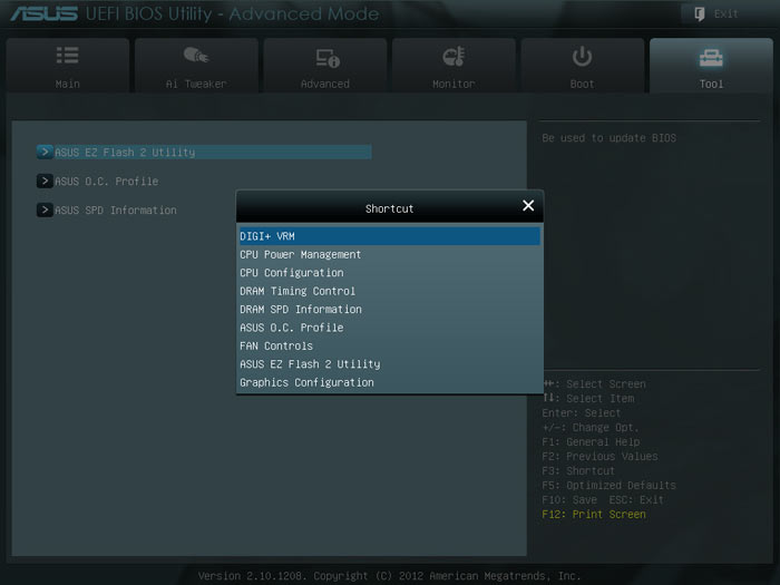 ASUS P8H77-M LE Shortcut