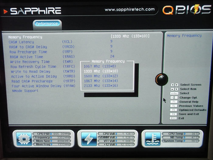 Sapphire PURE Platinum Z77K частота памяти