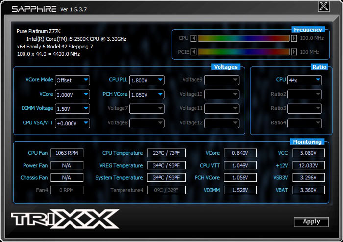 Sapphire PURE Platinum Z77K Trixx