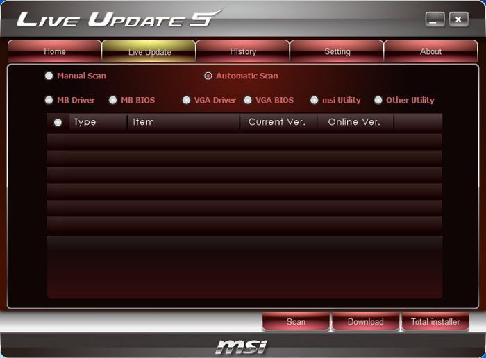 MSI Z77A-GD80 Live Update Windows