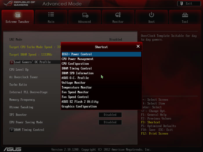 ASUS Maximus V Formula Shortcut