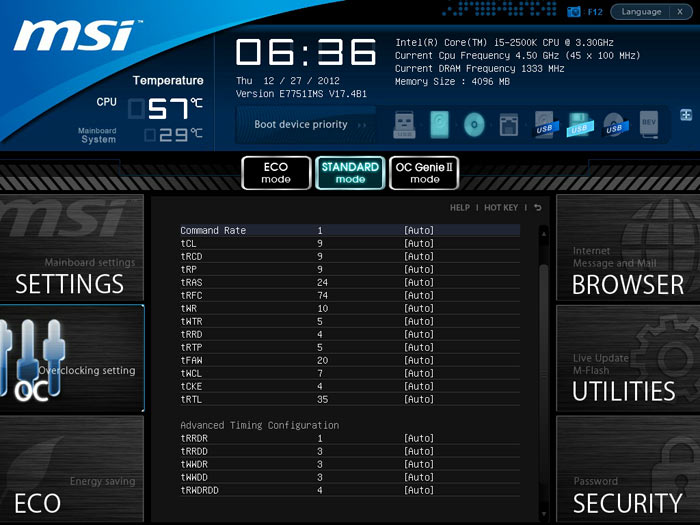 MSI Z77 MPower настройки памяти 1