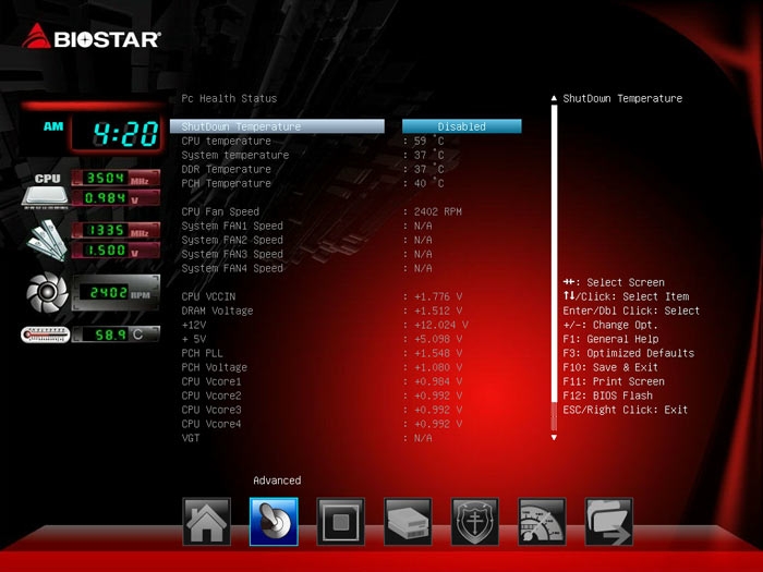 Biostar Hi-Fi Z87X 3D системный мониторинг 1