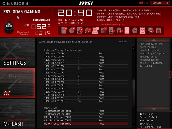 MSI Z87-GD65 настройки памяти 2