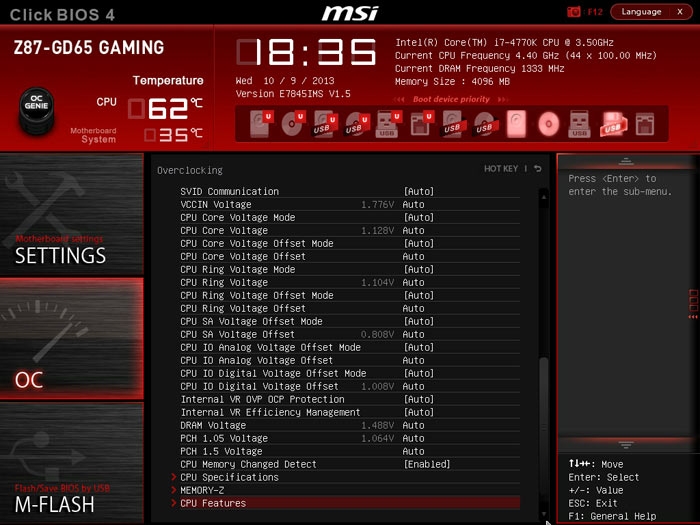 MSI Z87-GD65 настройки разгона 2