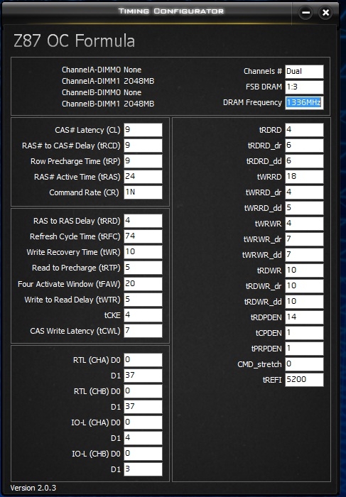 ASRock Z87 OC Formula Timings