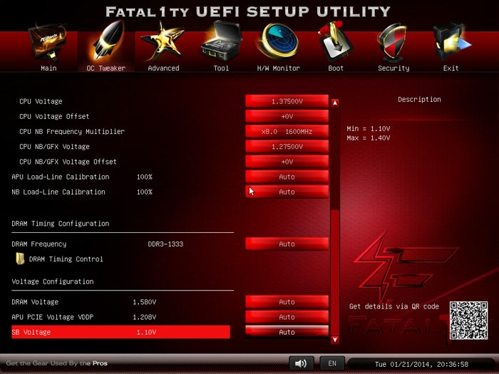 ASRock FM2A88X+ Killer настройки разгона 2