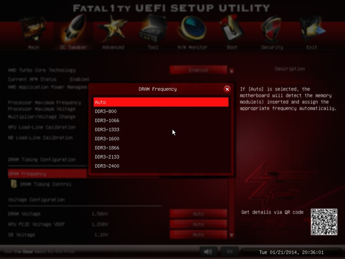 ASRock FM2A88X+ Killer частота памяти