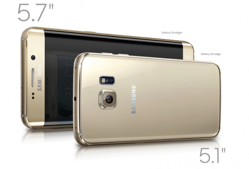  Сравнение габаритов Samsung GALAXY S6 Edge+ и &laquo;оригинального&raquo; GALAXY S6 Edge (официальное фото) 