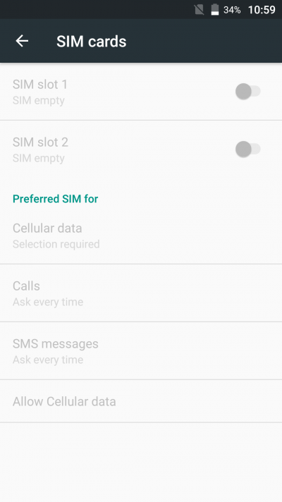  UMi Max &ndash; параметры SIM-карт 