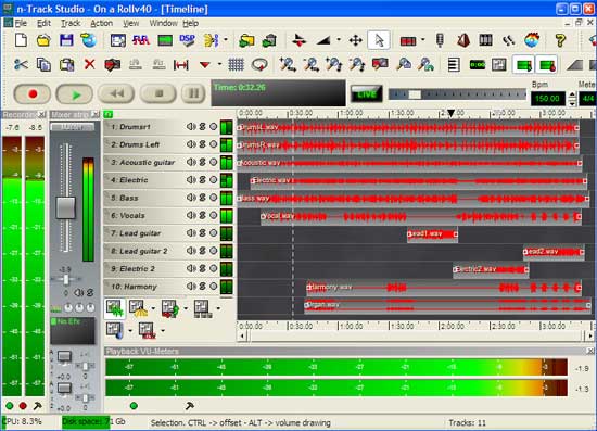 Основной интерфейс N-Track Studio 4.1