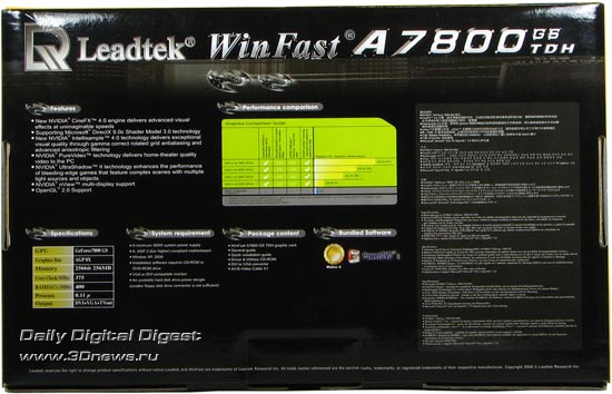  Leadtek WinFast A7800GS TDH AGP 