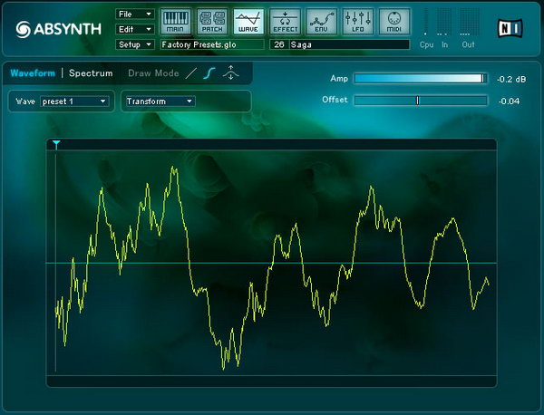 Окно редактирования формы волны - Wave